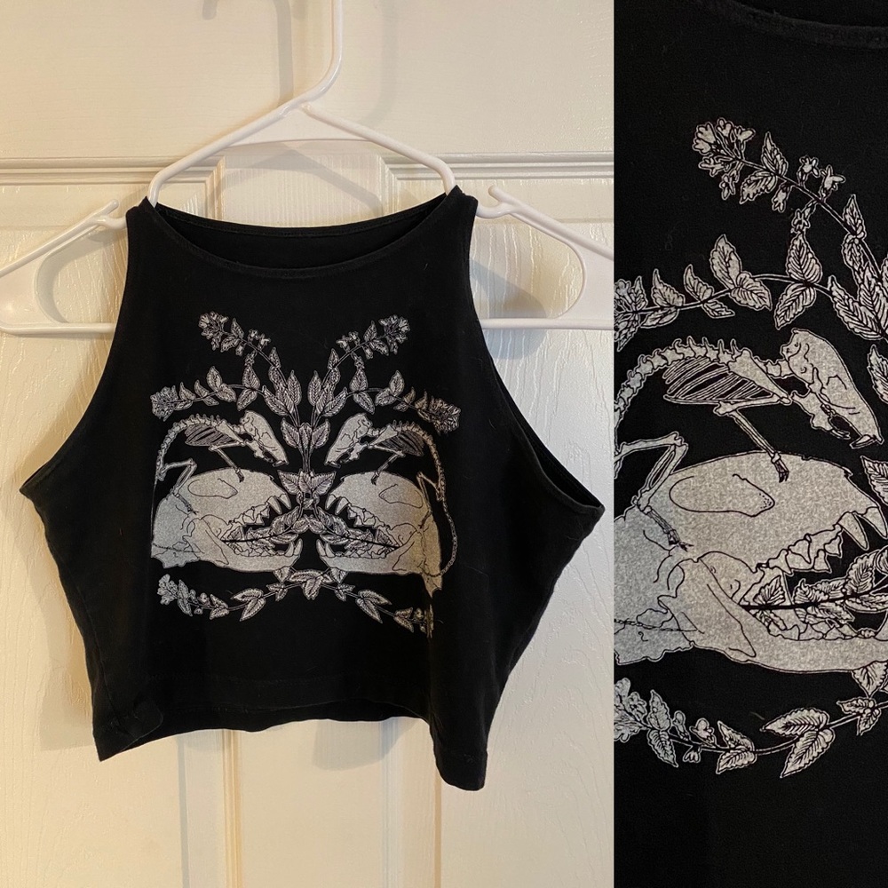 Fennec Design Etsy American Apparel skull crop top